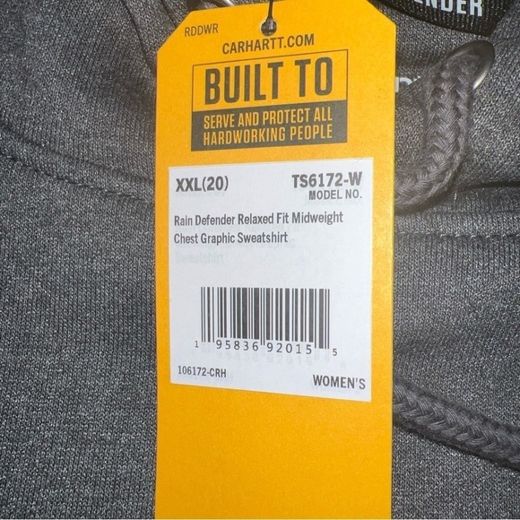 Carhartt Women's Rain Defender Relaxed Fit Graphic Hoodie Sweatshirt Gray 2X (L) - Picture 4 of 7